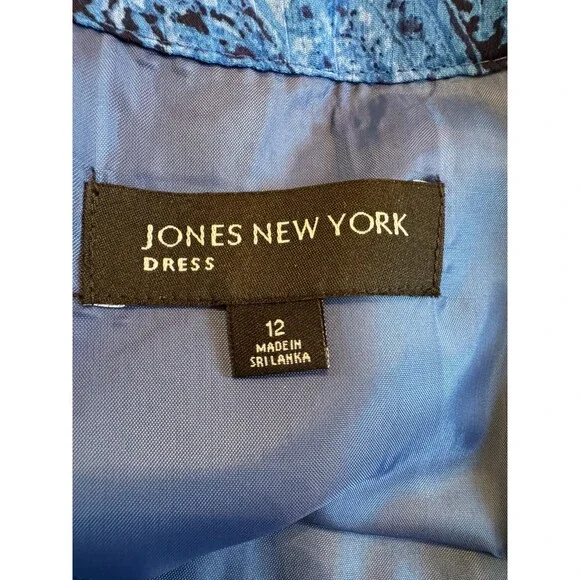 Jones NY Blue Paisley Tiered Midi Dress Sz 12 Sleeveless Flowy Ocean Style NWT - Picture 3 of 9
